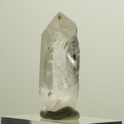 Enhydro Skelett Rauchquarz Spitze mit Prehnit, 1x Blase Streep Mine, Namibia 36*14*11mm #14268