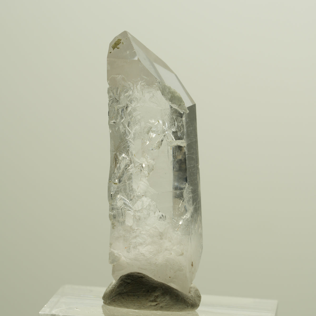 Enhydro Skelett Rauchquarz Spitze mit Prehnit, 1x Blase Streep Mine, Namibia 36*14*11mm #14268