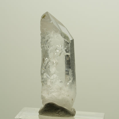 Enhydro Skelett Rauchquarz Spitze mit Prehnit, 1x Blase Streep Mine, Namibia 36*14*11mm #14268