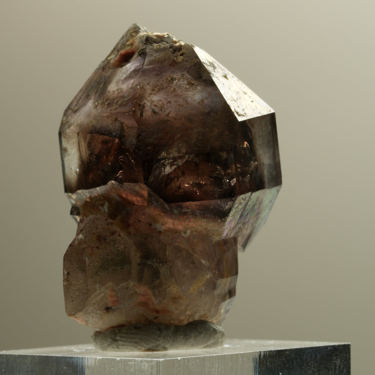 Skelett Phantom Rauchquarz Fenster Zepter Doppelender Spitze Goboboseb, Namibia 37*28*24mm #14281