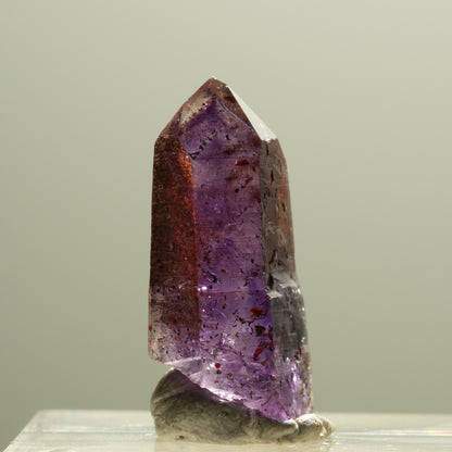 Seltene Phantom Skelett Amethyst mit Eisen Spitze Brandberg, Namibia 23*10*9mm #14296