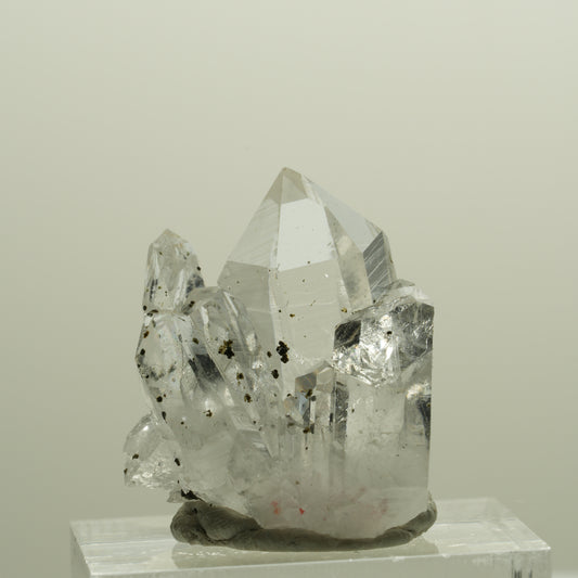 Lemurian Phantom Rauchquarz Gruppe mit Hämatit Streep Mine, Goboboseb, Namibia 23*22*21mm #14371