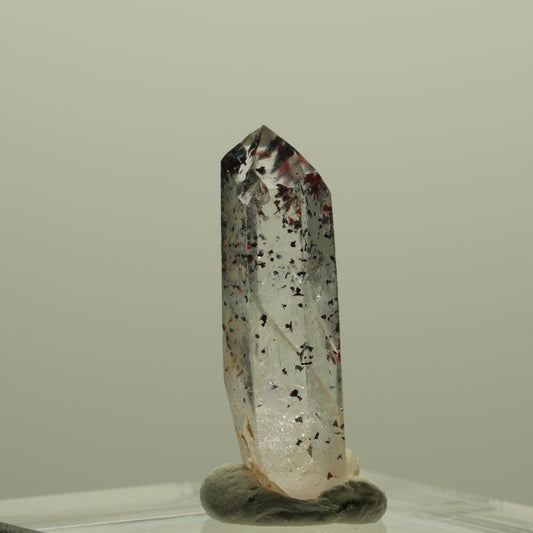 Harlekin Lemurian Phantom Rauchquarz Spitze Streep Mine, Goboboseb, Namibia 23*7*7mm #14380
