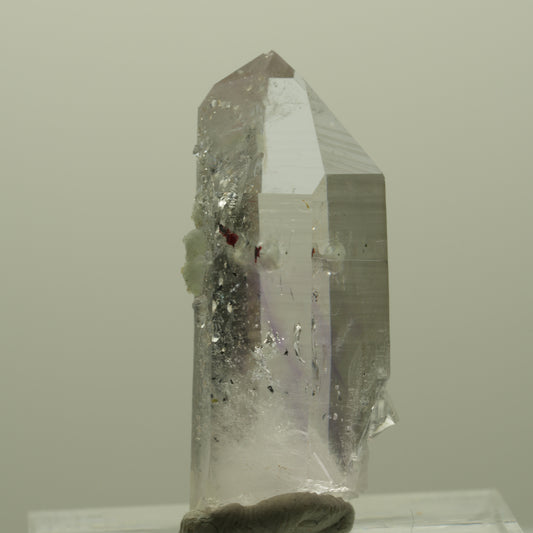 Harlekin Lemurian Phantom Amethyst mit Analcim, Prehnit Streep Mine, Namibia 29*12*9mm #14381
