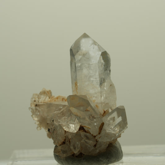 Clear Skeletal Quartz with Hematite Crystal Cluster Streep Mine Goboboseb, Namibia 24*23*14mm #14395