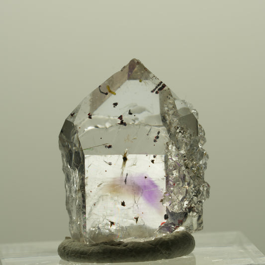 Harlequin Lemurian Phantom Amethyst with Analcime Stripe Mine, Goboboseb, Namibia 22*17*15mm #14396