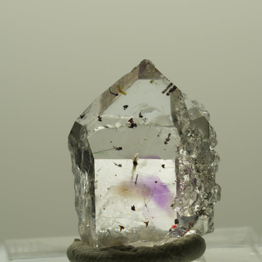 Harlequin Lemurian Phantom Amethyst with Analcime Stripe Mine, Goboboseb, Namibia 22*17*15mm #14396