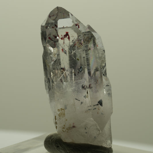 Harlequin Lemurian Phantom Amethyst with Prehnite Strip Mine, Goboboseb, Namibia 36*17*12mm #14421