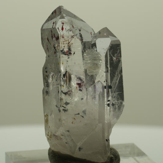 Harlequin Lemurian Phantom Amethyst with Prehnite Strip Mine, Goboboseb, Namibia 36*17*12mm #14421