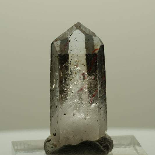 Enhydro Lemurian Hematite Phantom Smoky Quartz, 1x Blase Streep Mine, Namibia 30*13*12mm #14422