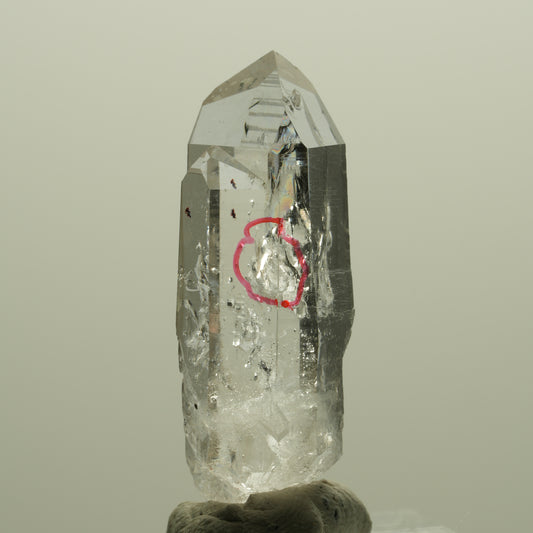 Enhydro Harlekin Lemurian Quarz, Prehnit, Epidot, 1x Blase Streep Mine, Namibia 38*13*13mm #14429