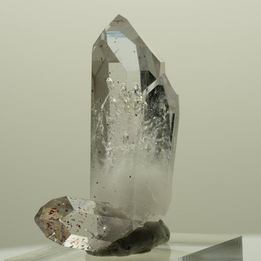 Harlekin Lemurian Phantom Amethyst mit Epidot, Prehnit Streep Mine, Namibia 41*25*17mm #14430