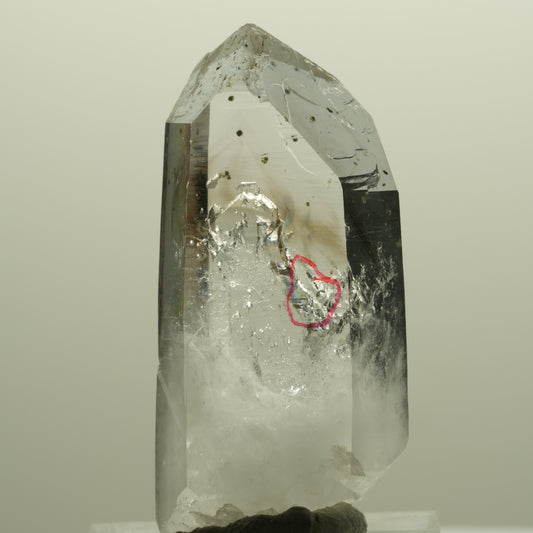 Enhydro Lemurian Phantom Rauchquarz mit Hämatit, 1x Blase Streep Mine, Namibia 43*20*12mm #14440