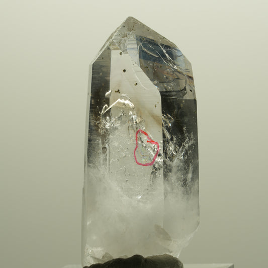 Enhydro Lemurian Phantom Rauchquarz mit Hämatit, 1x Blase Streep Mine, Namibia 43*20*12mm #14440