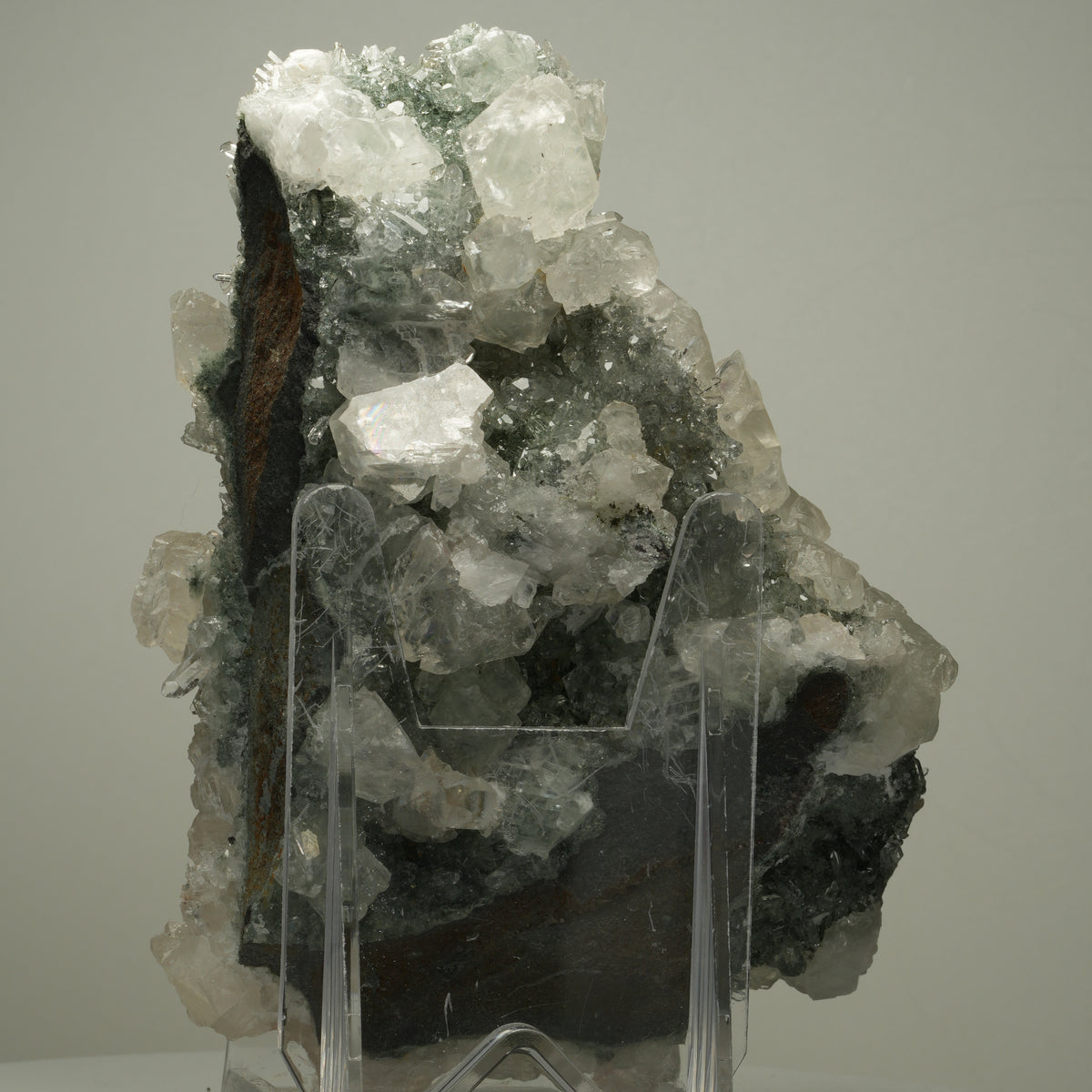 XL Harlekin Starburst Quarz, Calcit, Analcim auf Matrix Streep Mine, Namibia 144*107*67mm #14490
