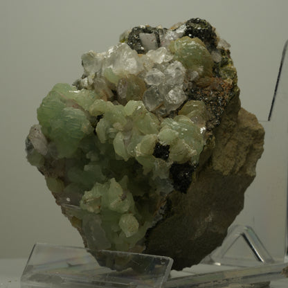 XL Prehnit, Harlekin Amethyst, Calcit, Epidot auf Matrix Streep Mine, Namibia 98*88*57mm #14491