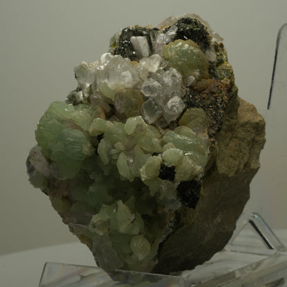 XL Prehnit, Harlekin Amethyst, Calcit, Epidot auf Matrix Streep Mine, Namibia 98*88*57mm #14491