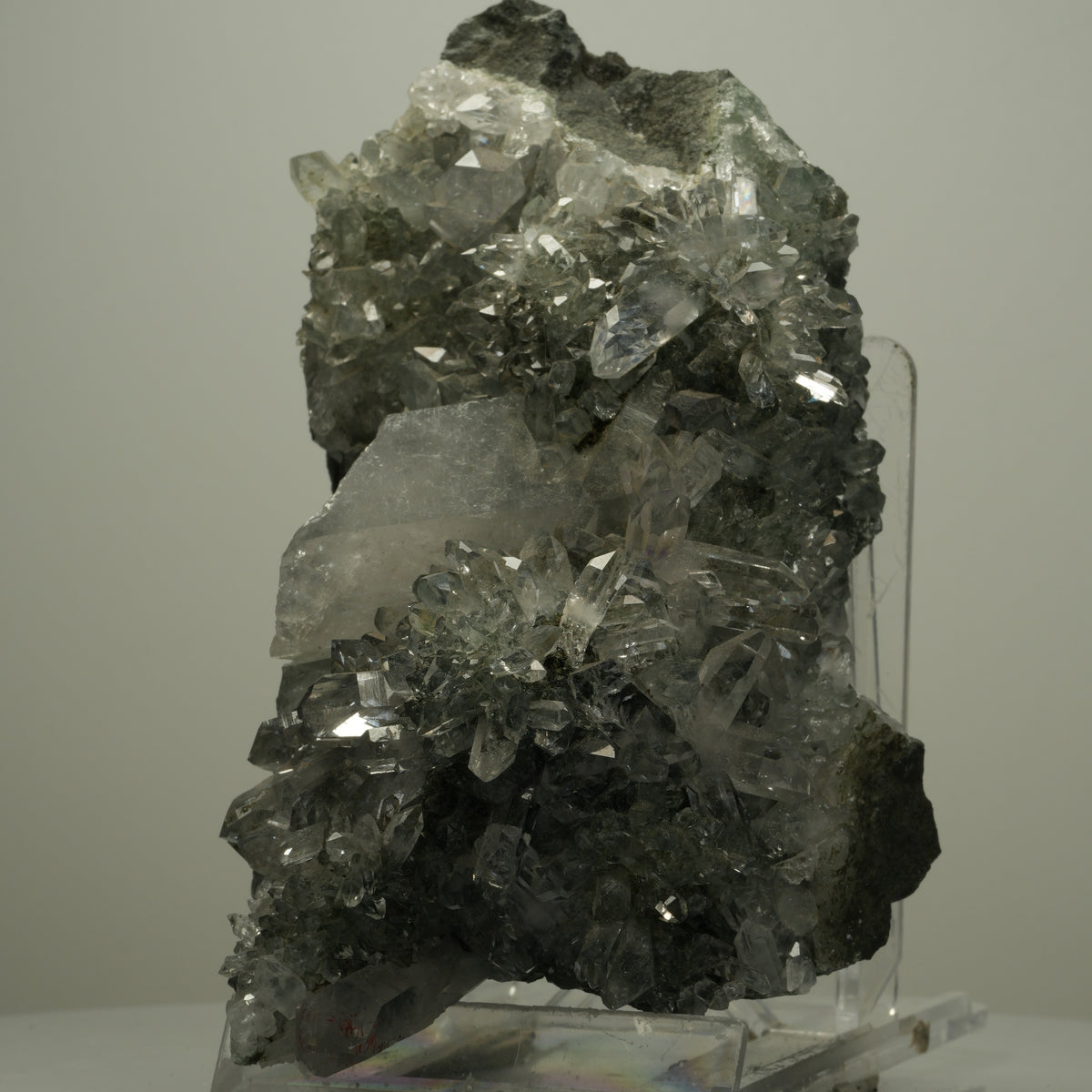 XL Harlekin Starburst Quarz, Amethyst, Epidot auf Matrix Streep Mine, Namibia 134*73*75mm #14493