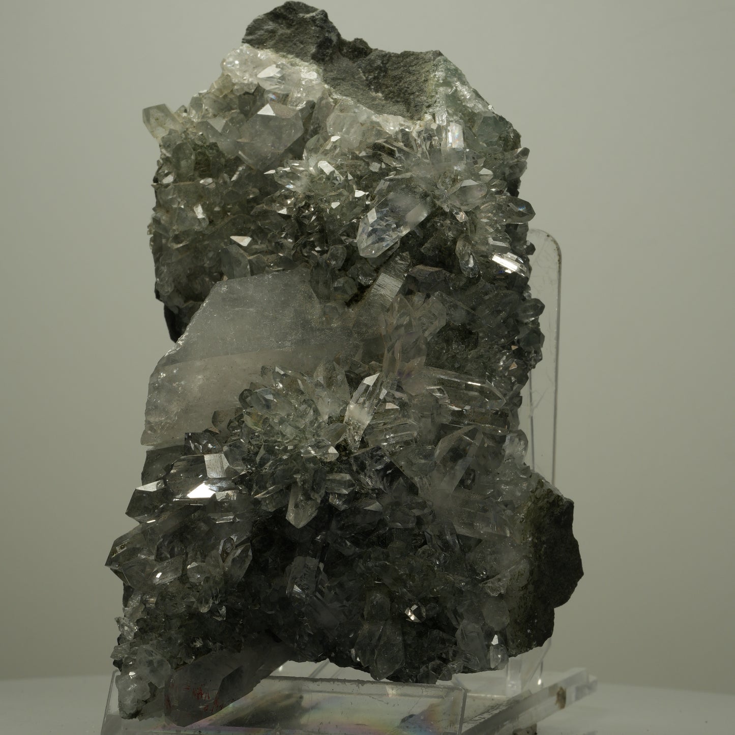 XL Harlekin Starburst Quarz, Amethyst, Epidot auf Matrix Streep Mine, Namibia 134*73*75mm #14493