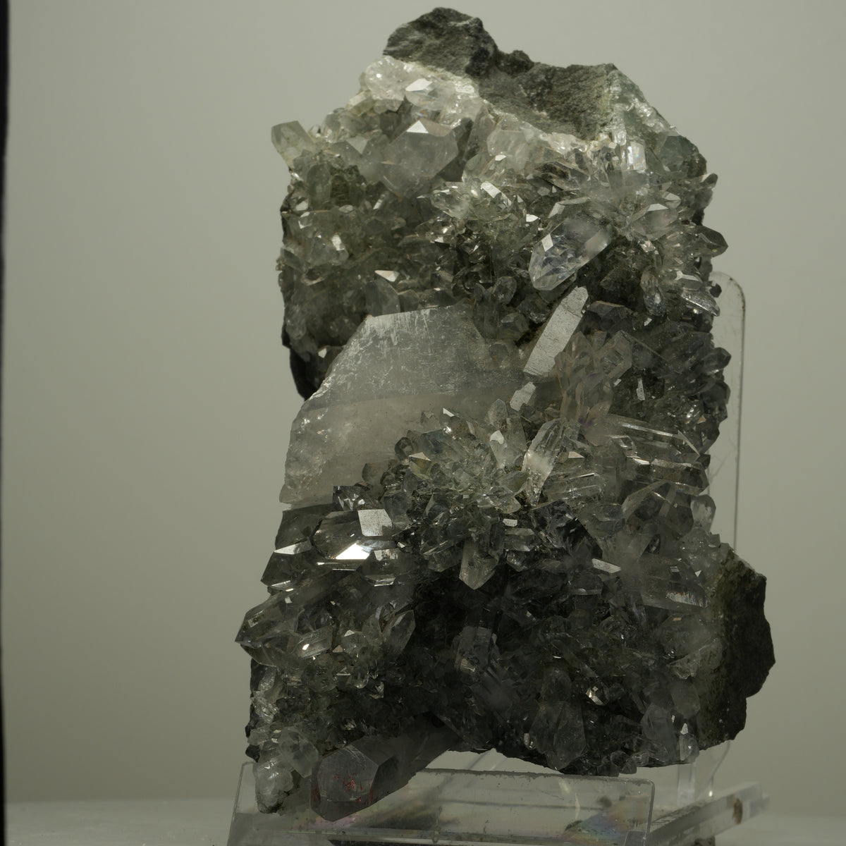 XL Harlekin Starburst Quarz, Amethyst, Epidot auf Matrix Streep Mine, Namibia 134*73*75mm #14493