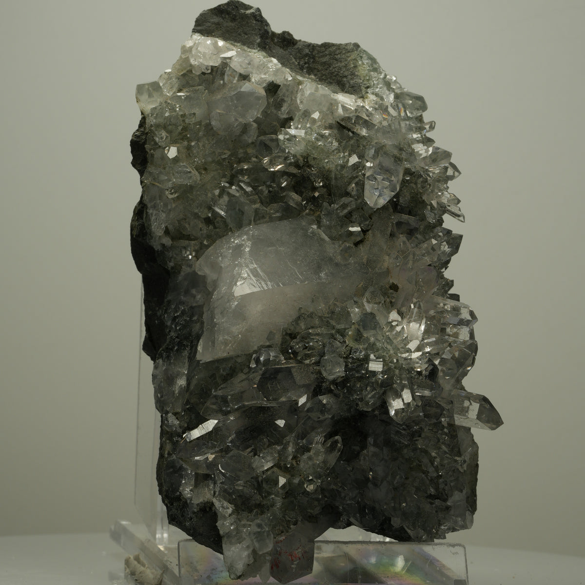 XL Harlekin Starburst Quarz, Amethyst, Epidot auf Matrix Streep Mine, Namibia 134*73*75mm #14493
