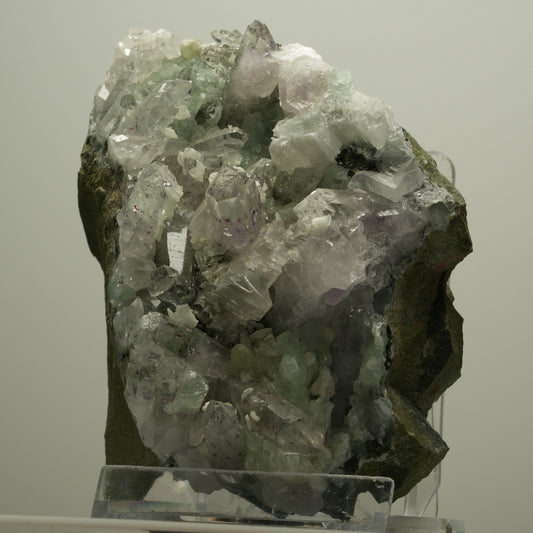 XL Harlekin Amethyst, Prehnit, Calcit, Epidot auf Matrix Streep Mine, Namibia 128*101*63mm #14494