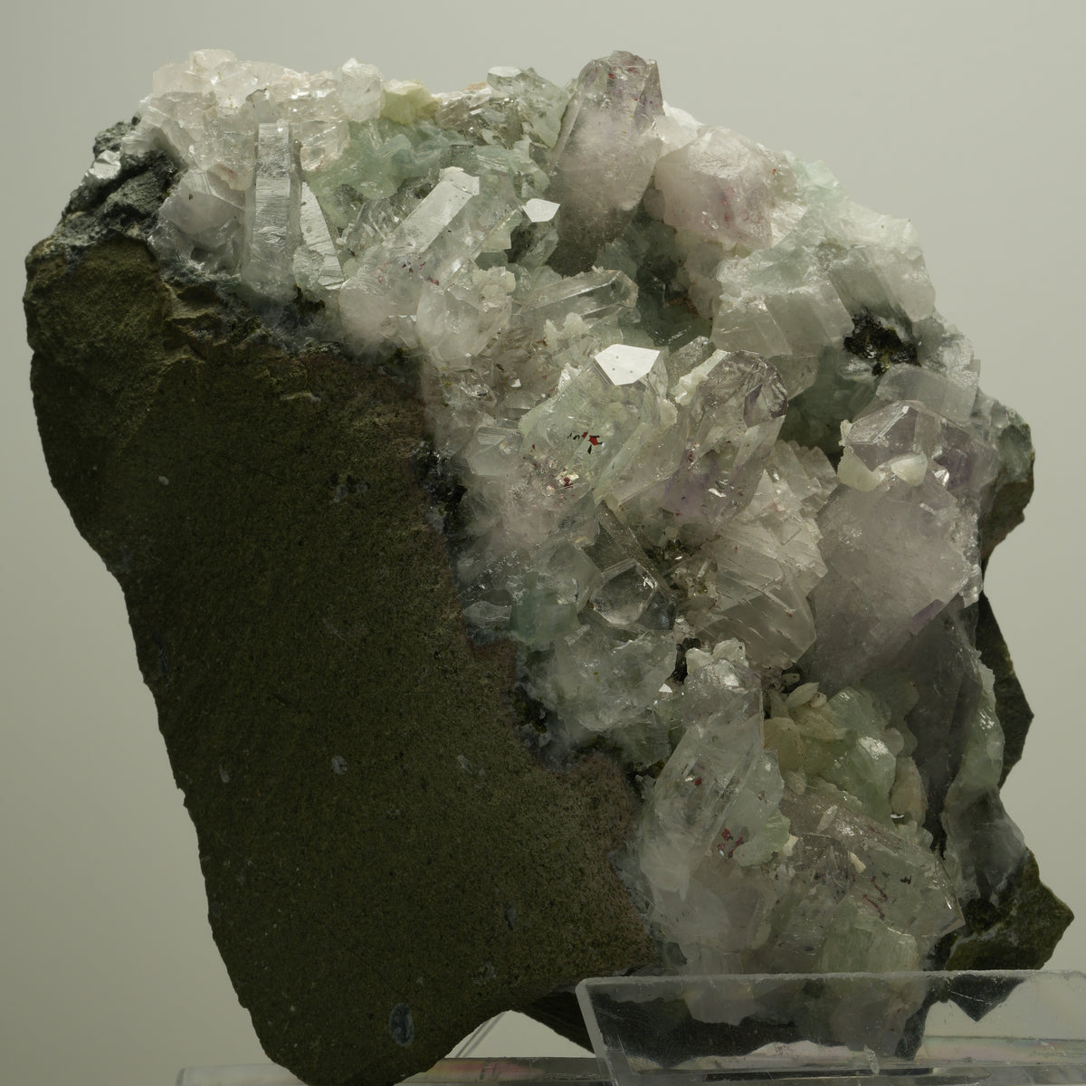 XL Harlekin Amethyst, Prehnit, Calcit, Epidot auf Matrix Streep Mine, Namibia 128*101*63mm #14494