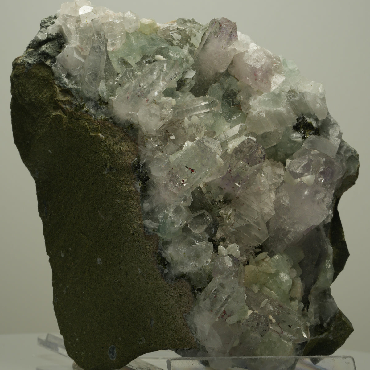 XL Harlekin Amethyst, Prehnit, Calcit, Epidot auf Matrix Streep Mine, Namibia 128*101*63mm #14494