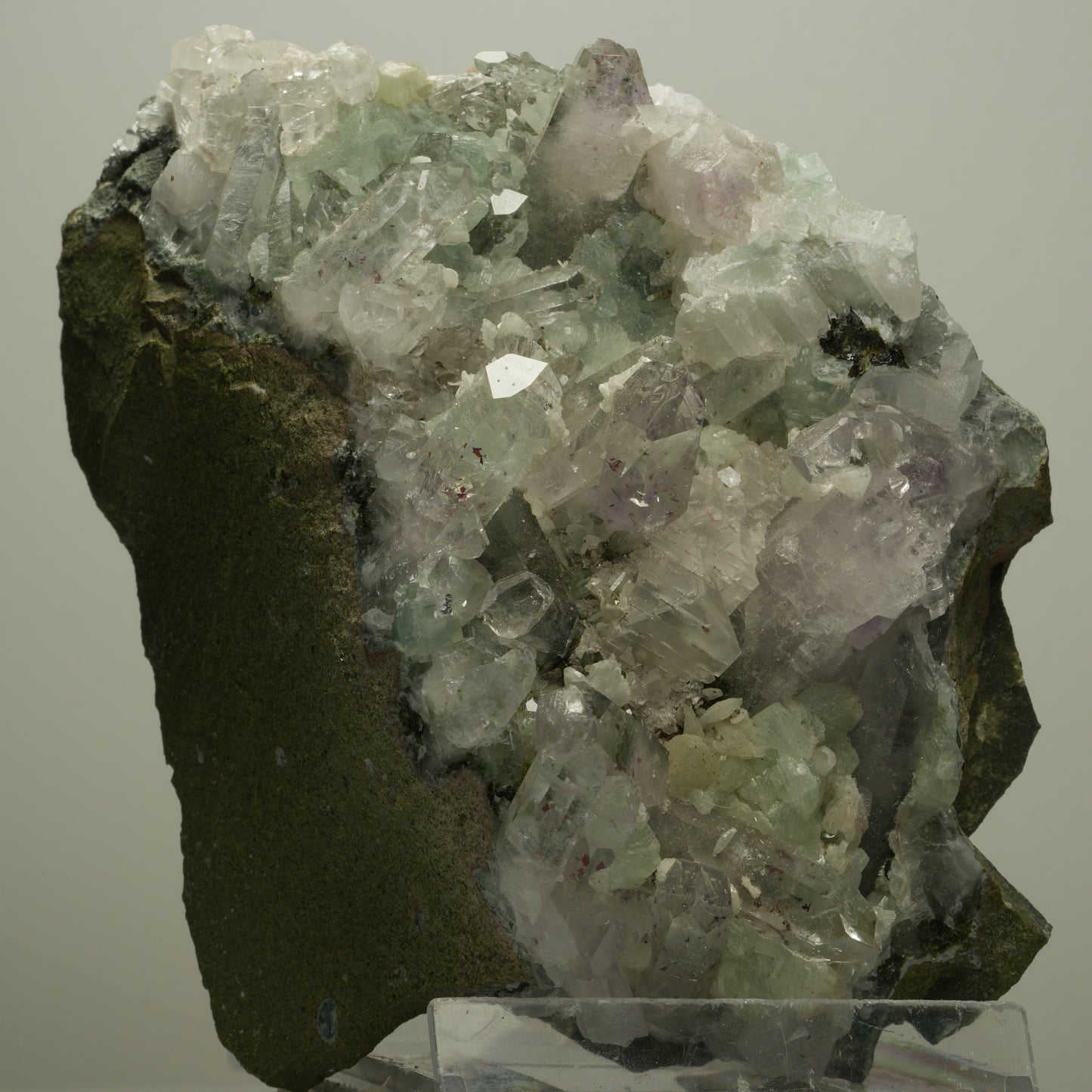 XL Harlekin Amethyst, Prehnit, Calcit, Epidot auf Matrix Streep Mine, Namibia 128*101*63mm #14494