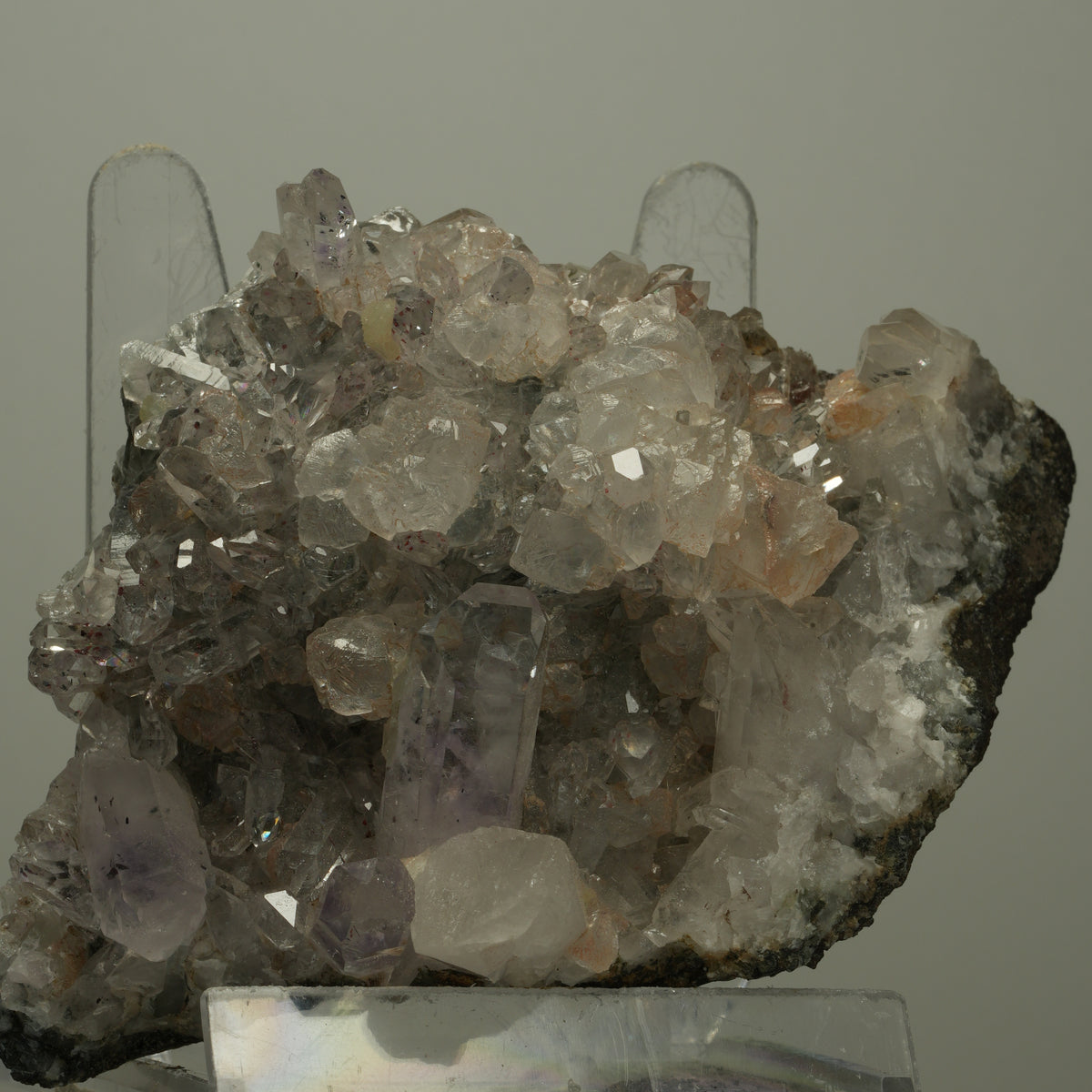 XL Harlekin Starburst Amethyst, Calcit, Prehnit auf Matrix Streep Mine Namibia 108*77*44mm #14498