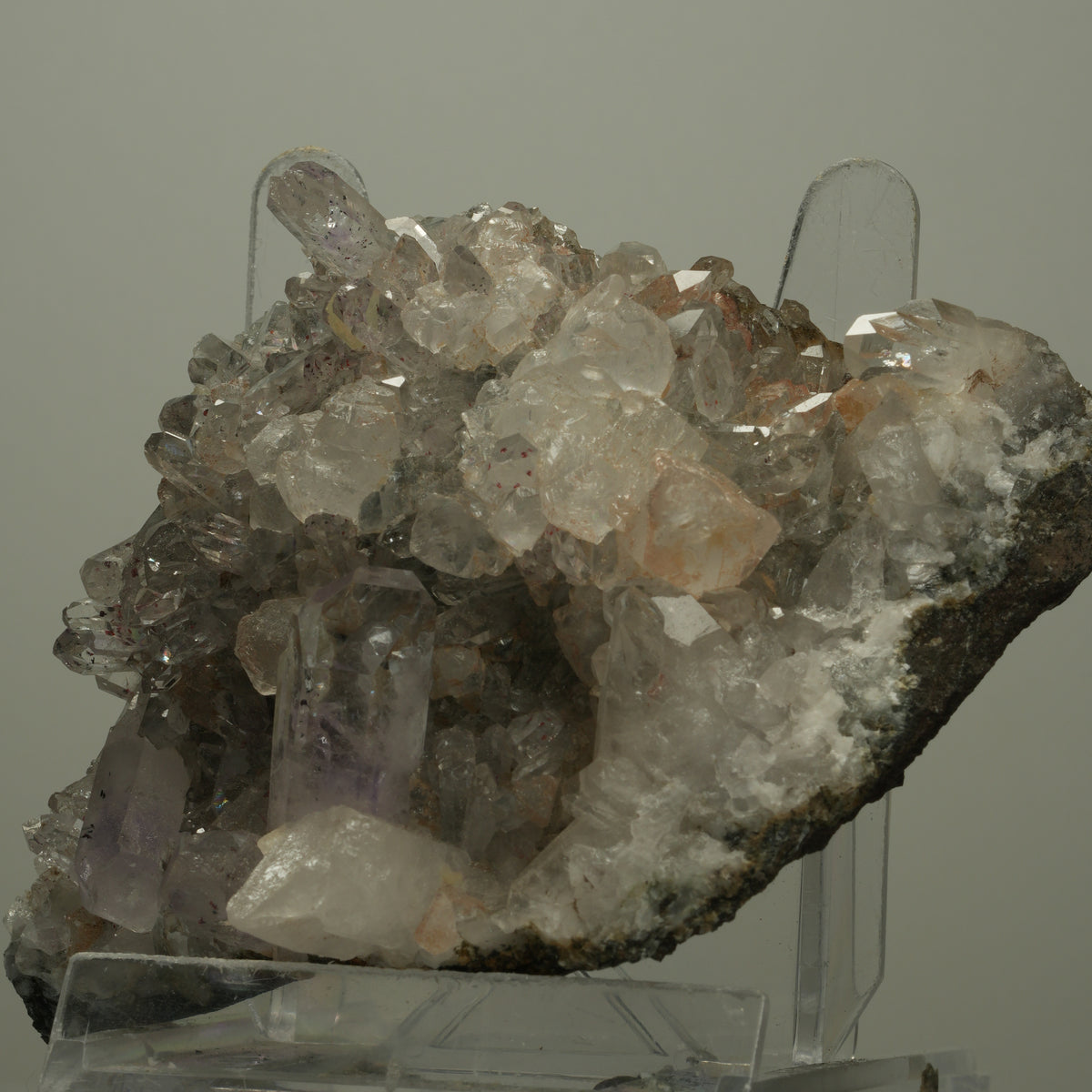 XL Harlekin Starburst Amethyst, Calcit, Prehnit auf Matrix Streep Mine Namibia 108*77*44mm #14498