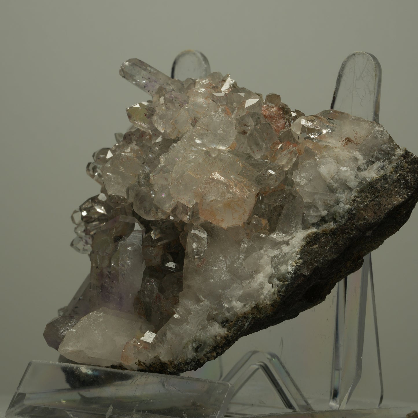 XL Harlekin Starburst Amethyst, Calcit, Prehnit auf Matrix Streep Mine Namibia 108*77*44mm #14498