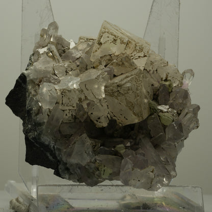 Starburst Amethyst, Calcit, Prehnit, Epidot auf Matrix Streep Mine Namibia 70*68*29mm #14501