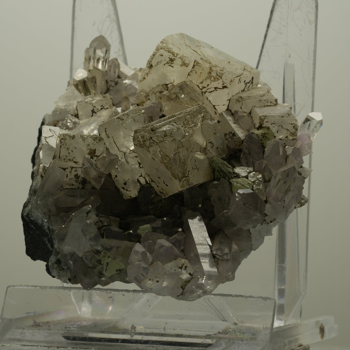 Starburst Amethyst, Calcit, Prehnit, Epidot auf Matrix Streep Mine Namibia 70*68*29mm #14501