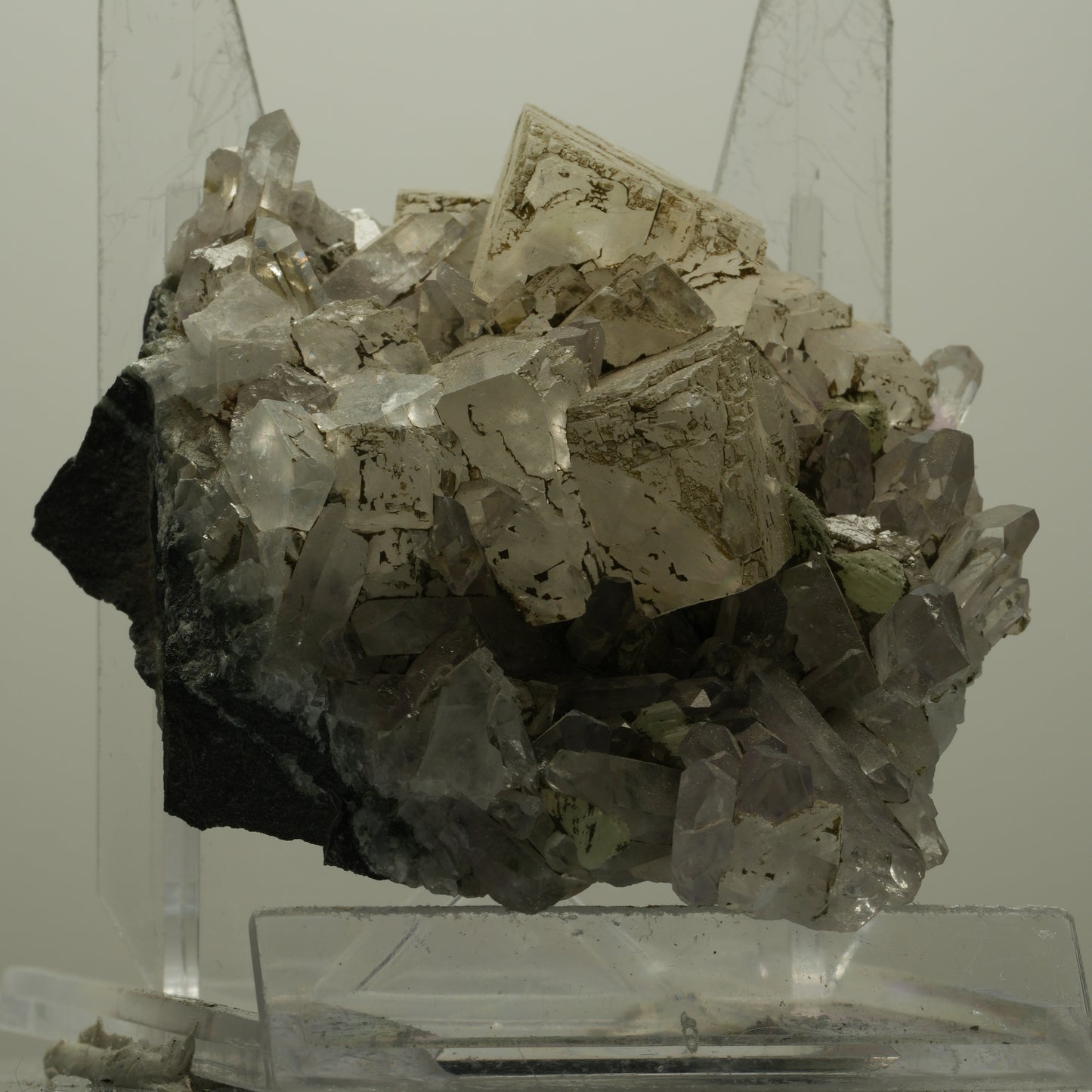 Starburst Amethyst, Calcit, Prehnit, Epidot auf Matrix Streep Mine Namibia 70*68*29mm #14501
