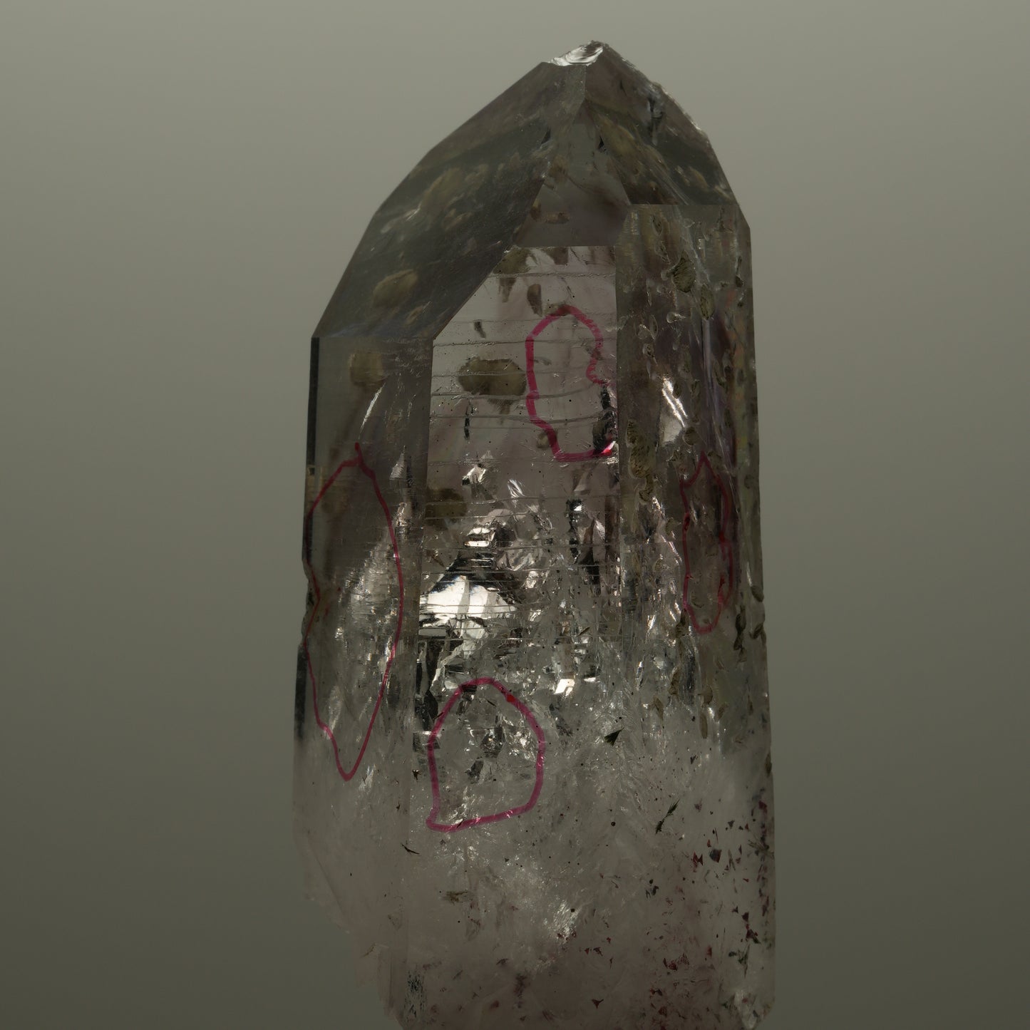 Enhydro Lemurian Harlekin Phantom Amethyst Prehnit Epidot, 4x Blase Streep Mine Namibia 68*27*25mm #14513