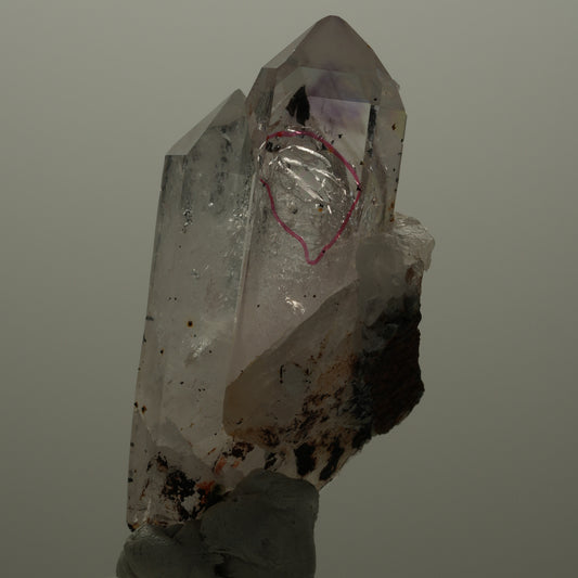 Enhydro Phantom Amethyst Gruppe, Analcim, Hämatit, 1x Blase Streep Mine Namibia 67*33*29mm #14514