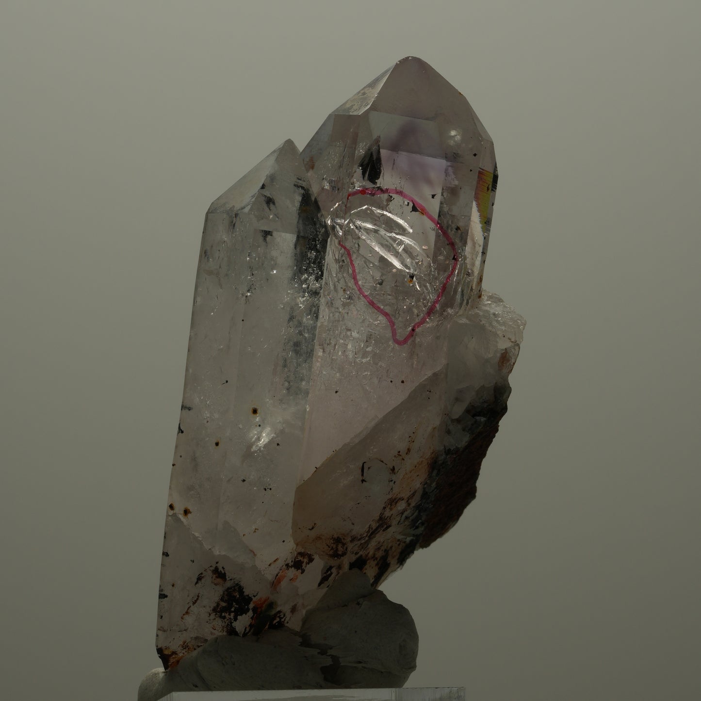 Enhydro Phantom Amethyst Gruppe, Analcim, Hämatit, 1x Blase Streep Mine Namibia 67*33*29mm #14514
