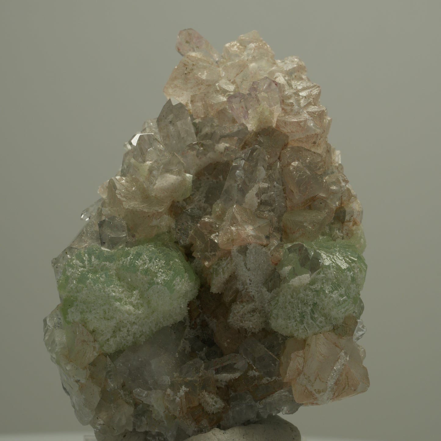 Harlekin Starburst Phantom Quarz, Calcit Prehnit auf Matrix Streep Mine Namibia 58*53*15mm #14526