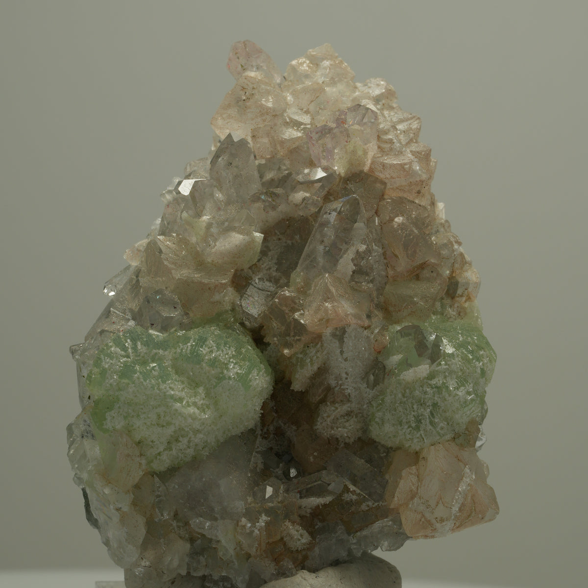 Harlekin Starburst Phantom Quarz, Calcit Prehnit auf Matrix Streep Mine Namibia 58*53*15mm #14526