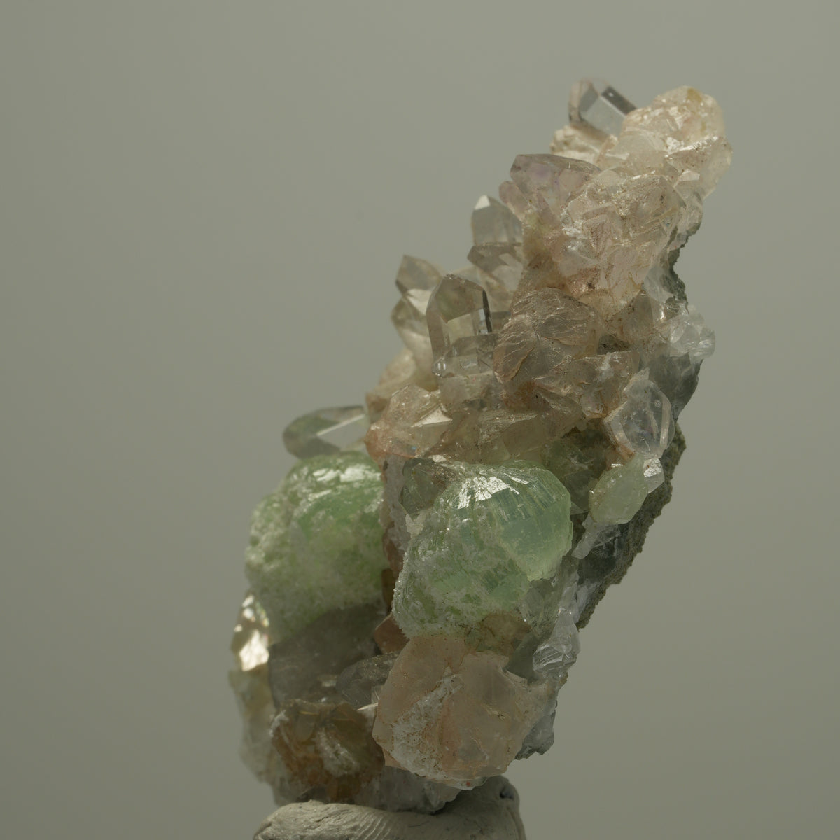 Harlekin Starburst Phantom Quarz, Calcit Prehnit auf Matrix Streep Mine Namibia 58*53*15mm #14526