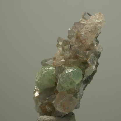 Harlekin Starburst Phantom Quarz, Calcit Prehnit auf Matrix Streep Mine Namibia 58*53*15mm #14526