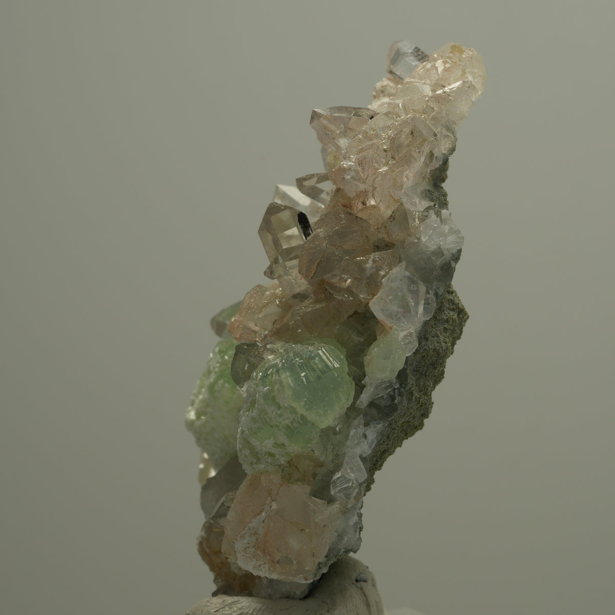 Harlekin Starburst Phantom Quarz, Calcit Prehnit auf Matrix Streep Mine Namibia 58*53*15mm #14526