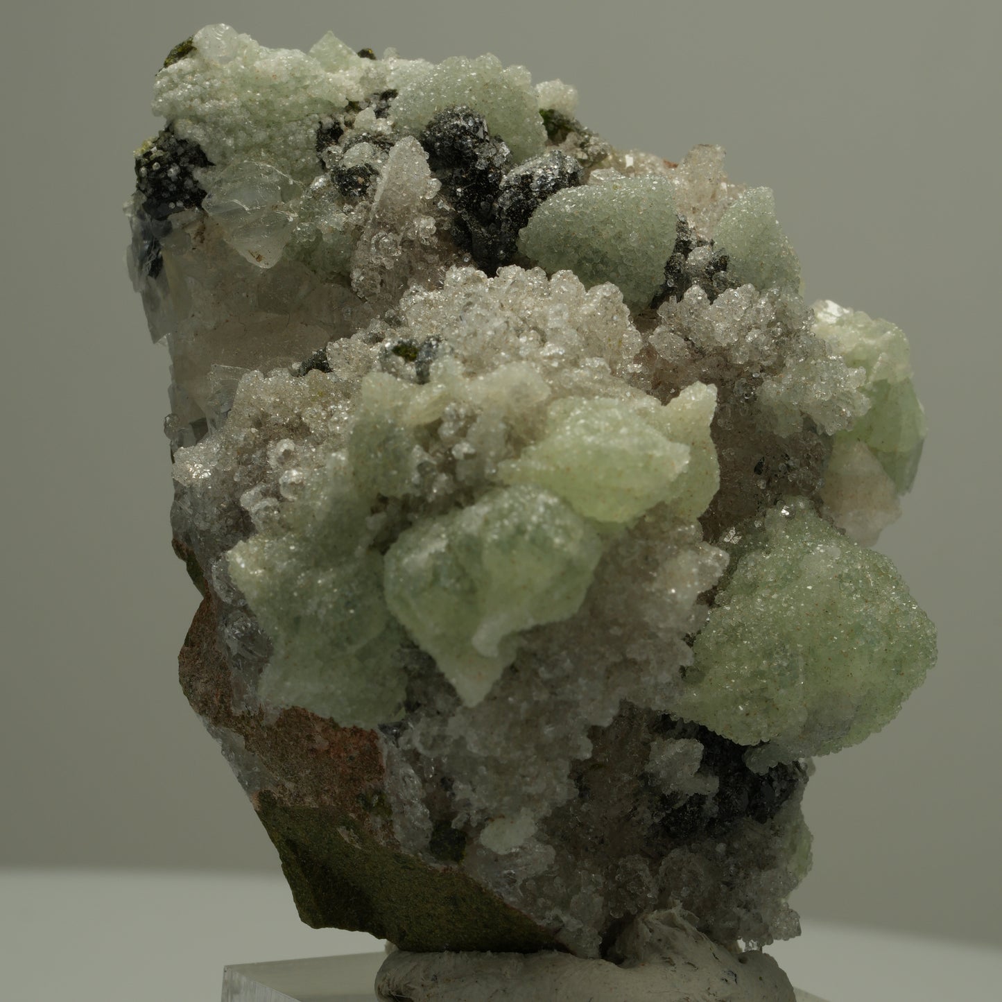 Seltene Quarz, Analcim, Prehnit, Calcit, Epidot Stufe Streep Mine, Namibia 60*45*36mm #14536