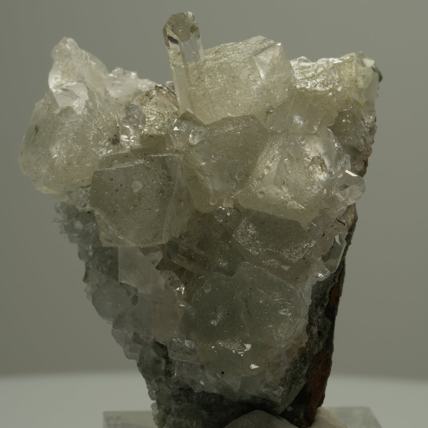 Klare Quarz, Calcit, Analcim Epidot auf Matrix Streep Mine Namibia 47*39*22mm #14542