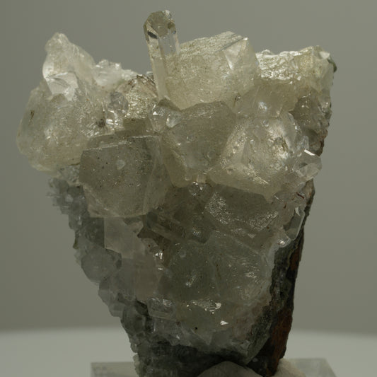 Klare Quarz, Calcit, Analcim Epidot auf Matrix Streep Mine Namibia 47*39*22mm #14542