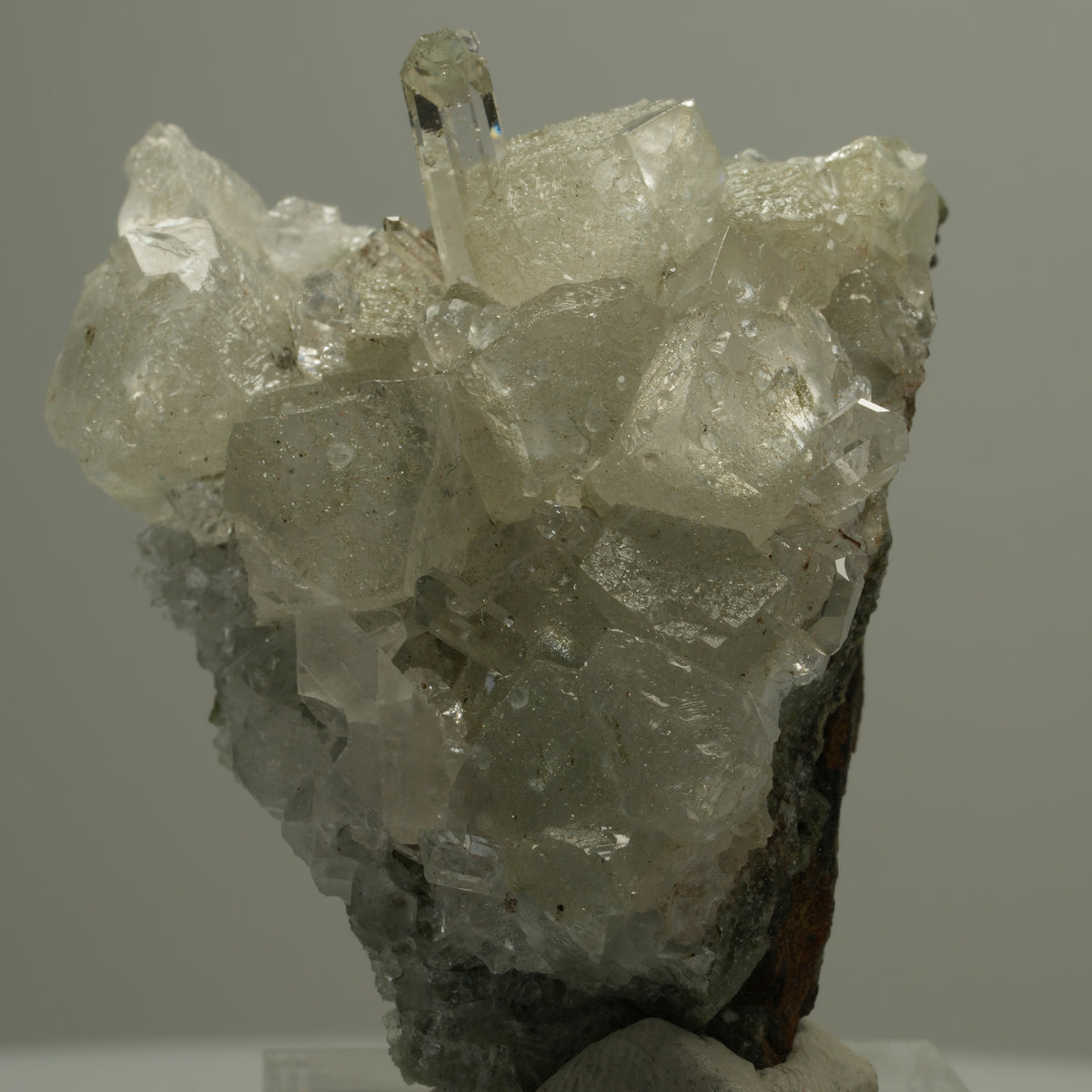 Klare Quarz, Calcit, Analcim Epidot auf Matrix Streep Mine Namibia 47*39*22mm #14542