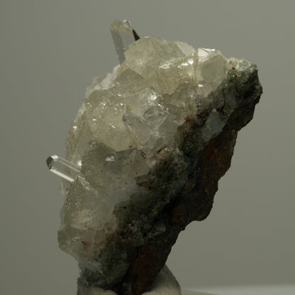 Klare Quarz, Calcit, Analcim Epidot auf Matrix Streep Mine Namibia 47*39*22mm #14542