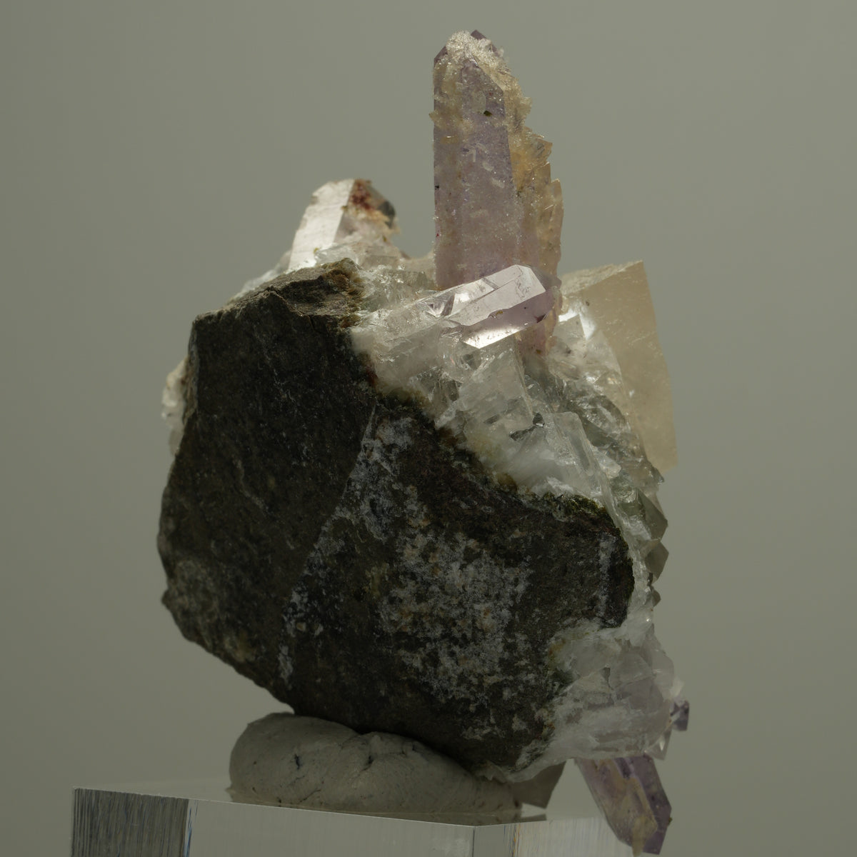 Harlekin Phantom Amethyst, Calcit, Prehnit, Epidot, Matrix Streep Mine Namibia 53*48*33mm #14547