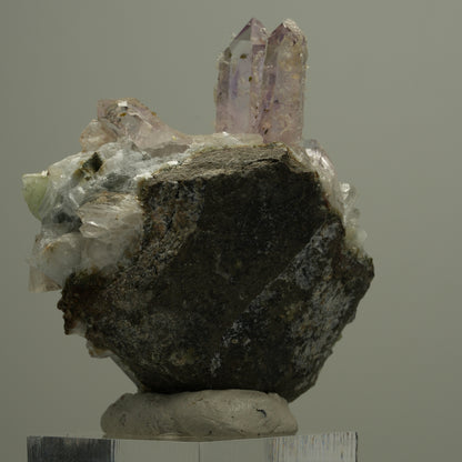 Harlekin Phantom Amethyst, Calcit, Prehnit, Epidot, Matrix Streep Mine Namibia 53*48*33mm #14547